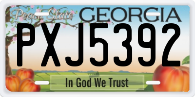GA license plate PXJ5392
