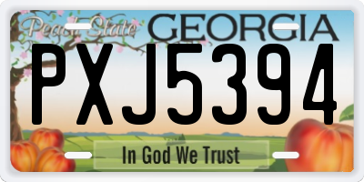 GA license plate PXJ5394