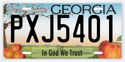 GA license plate PXJ5401