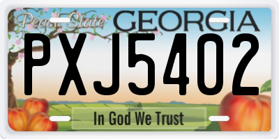 GA license plate PXJ5402