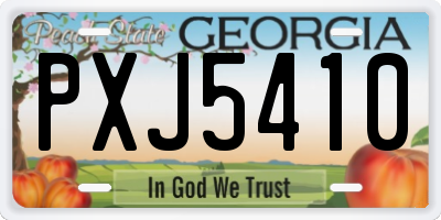 GA license plate PXJ5410