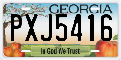 GA license plate PXJ5416