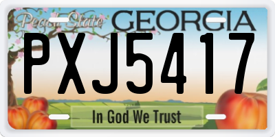 GA license plate PXJ5417