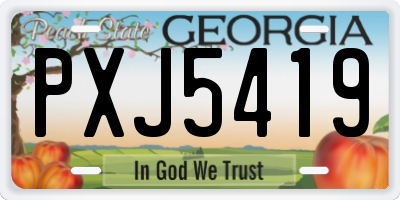 GA license plate PXJ5419