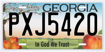GA license plate PXJ5420