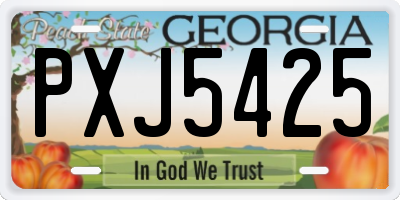 GA license plate PXJ5425