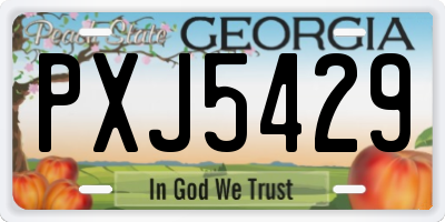 GA license plate PXJ5429