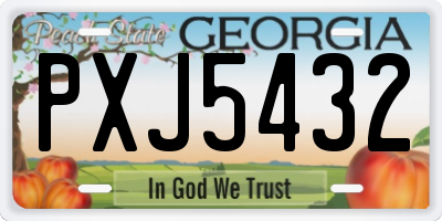 GA license plate PXJ5432