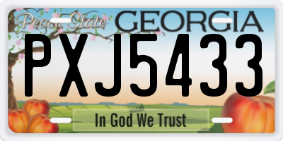 GA license plate PXJ5433