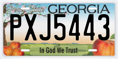 GA license plate PXJ5443