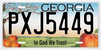 GA license plate PXJ5449