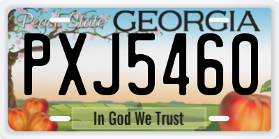 GA license plate PXJ5460