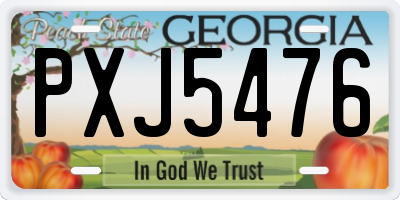 GA license plate PXJ5476