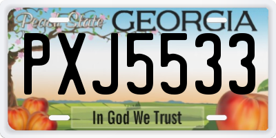 GA license plate PXJ5533