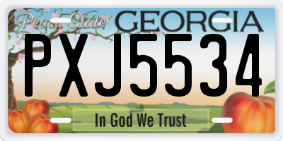 GA license plate PXJ5534
