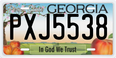 GA license plate PXJ5538