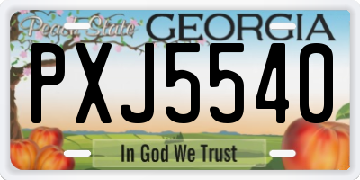 GA license plate PXJ5540