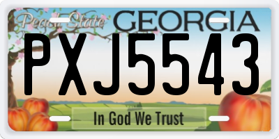 GA license plate PXJ5543