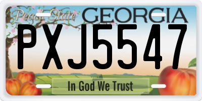 GA license plate PXJ5547