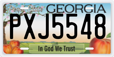 GA license plate PXJ5548