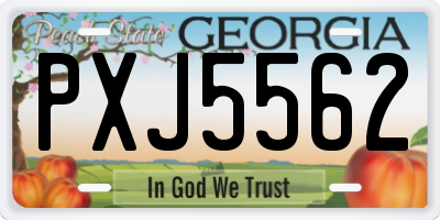 GA license plate PXJ5562