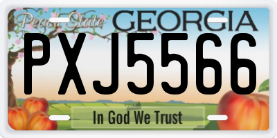 GA license plate PXJ5566