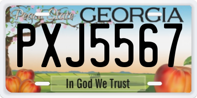 GA license plate PXJ5567