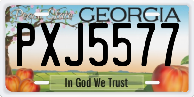 GA license plate PXJ5577