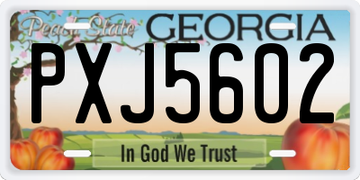GA license plate PXJ5602