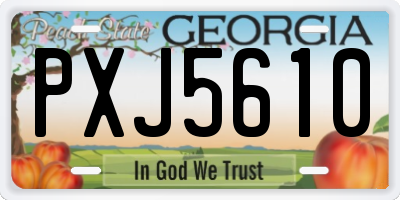 GA license plate PXJ5610