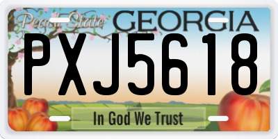 GA license plate PXJ5618