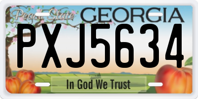 GA license plate PXJ5634