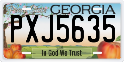 GA license plate PXJ5635