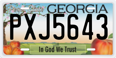 GA license plate PXJ5643
