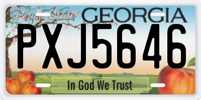 GA license plate PXJ5646