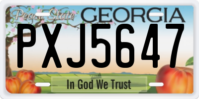 GA license plate PXJ5647