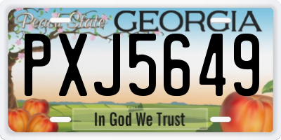 GA license plate PXJ5649
