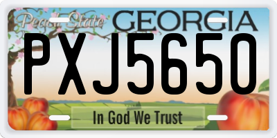 GA license plate PXJ5650