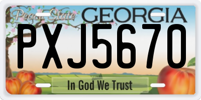 GA license plate PXJ5670