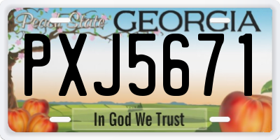 GA license plate PXJ5671