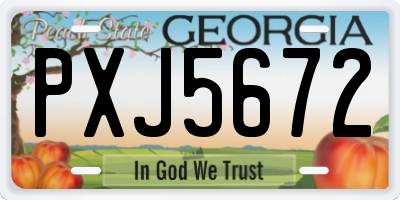GA license plate PXJ5672