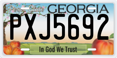 GA license plate PXJ5692