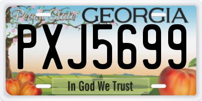 GA license plate PXJ5699