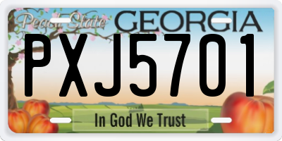 GA license plate PXJ5701