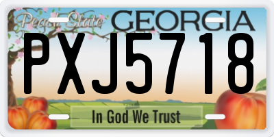 GA license plate PXJ5718