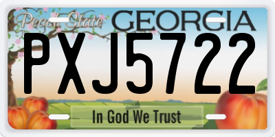 GA license plate PXJ5722