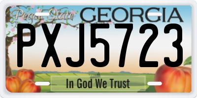 GA license plate PXJ5723