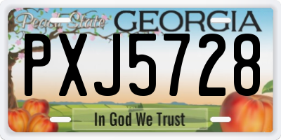GA license plate PXJ5728