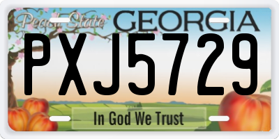 GA license plate PXJ5729