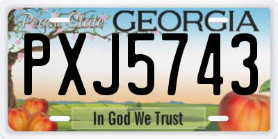 GA license plate PXJ5743